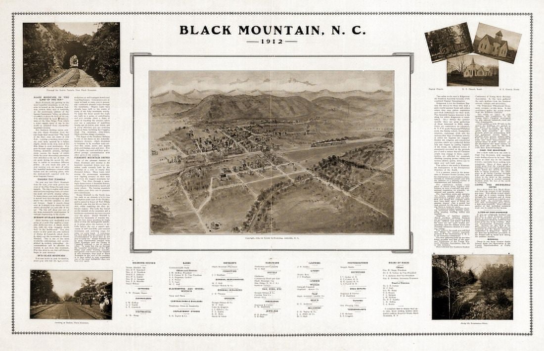 Historic Map of Black Mountain North Carolina 1912 Buncombe County Canvas Art - (24 x 36)