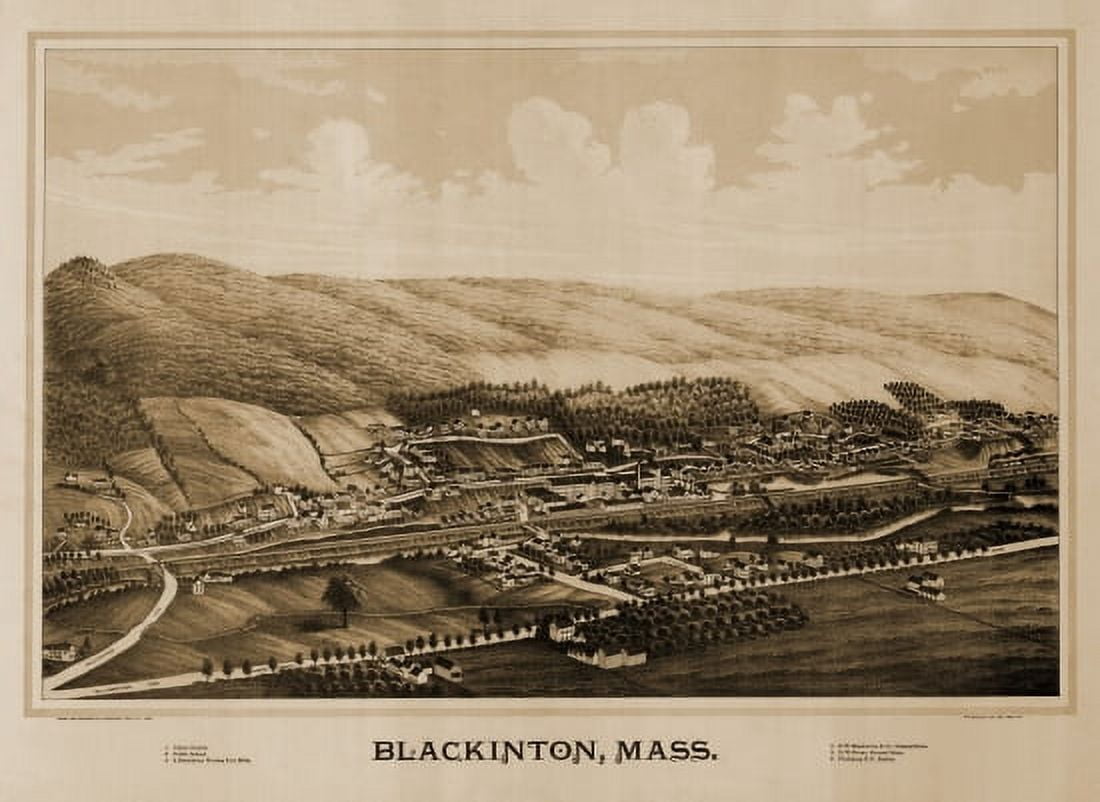 Historic Map of Blackinton Massachusetts 1889 County Canvas Art - (24 x 36)