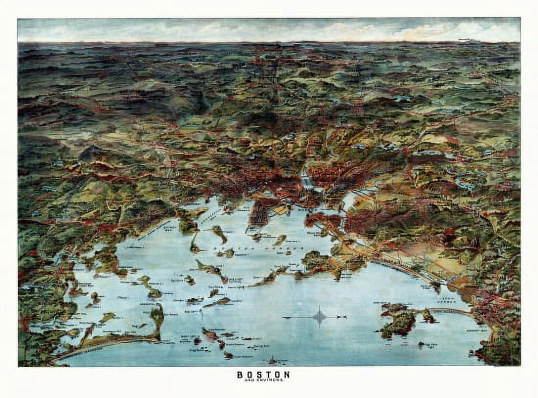 Historic Map of Boston Massachusetts 1905 Suffolk County Canvas Art - (18 x 24)