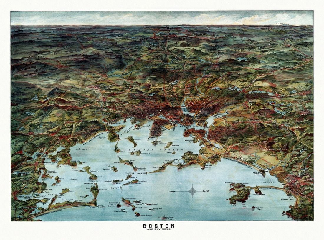 Historic Map of Boston Massachusetts 1905 Suffolk County Canvas Art -  (24 x 36)
