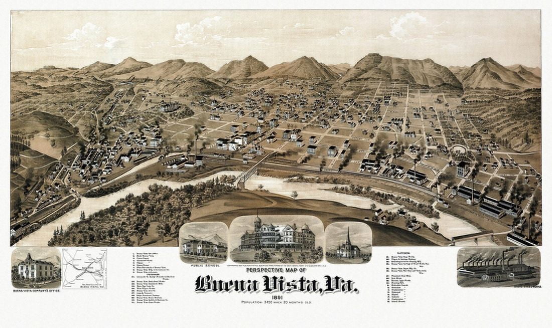 Historic Map of Buena Vista Virginia 1891 Buena Vista County Canvas Art - (18 x 24)