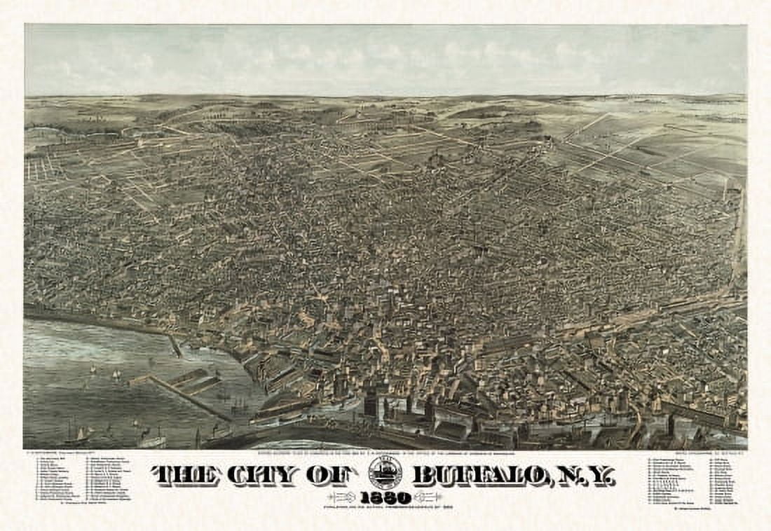 Historic Map of Buffalo New York 1880 Erie County Canvas Art -  (18 x 24)