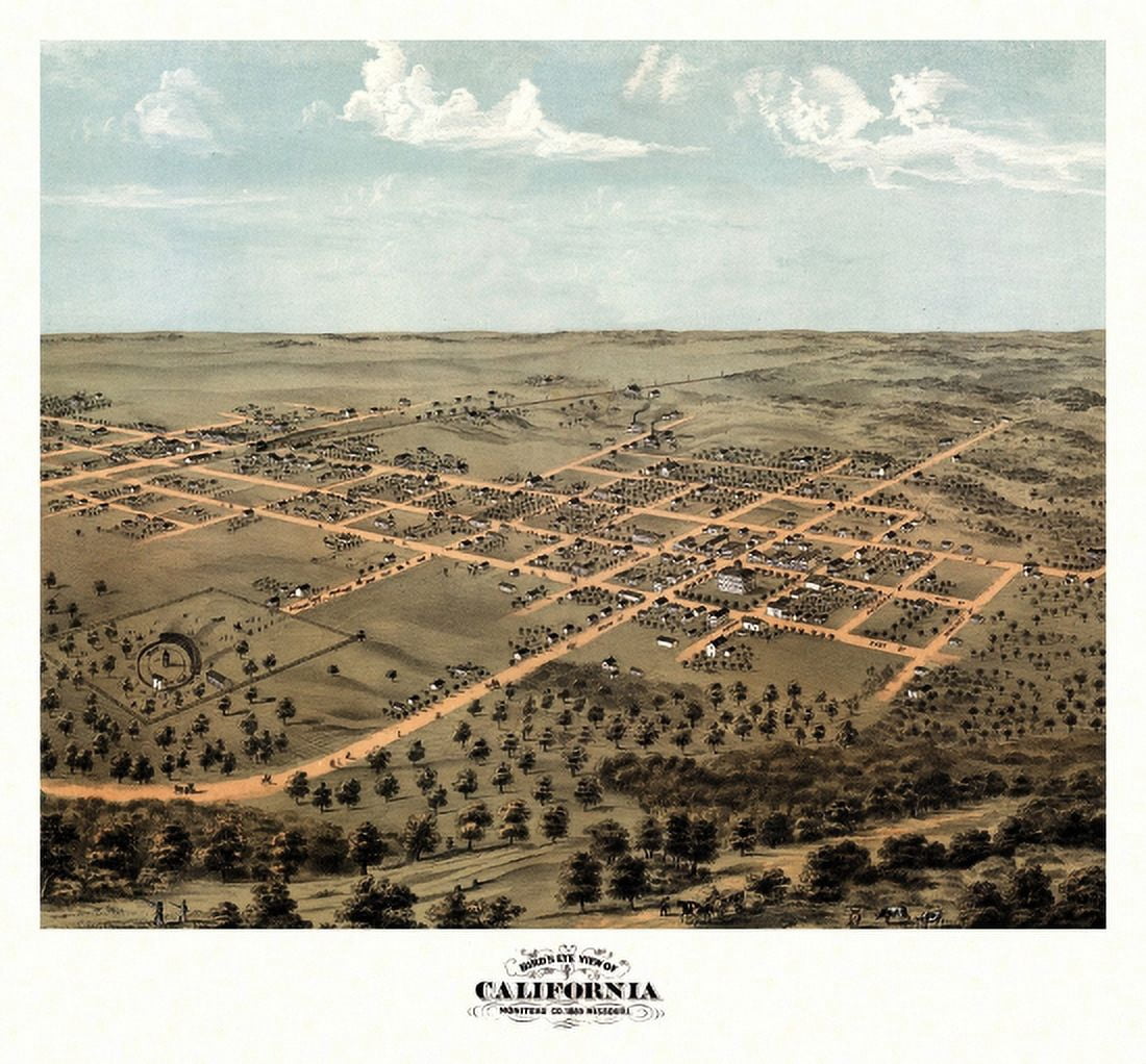 Historic Map of California Missouri 1869 Moniteau County Canvas Art - (24 x 36)