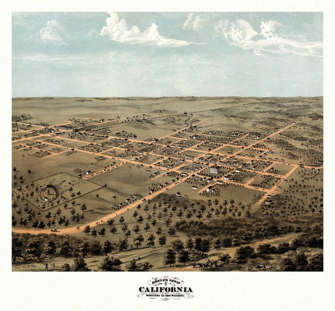 Historic Map of California Missouri 1869 Moniteau County Canvas Art - (36 x 54)