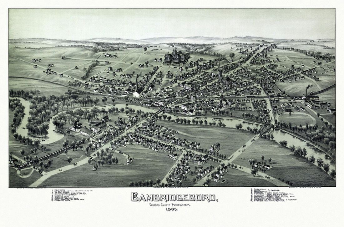 Historic Map of Cambridgeboro Pennsylvania 1895 Crawford County Canvas Art - (36 x 54)