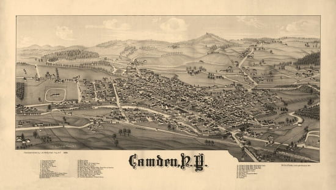 Historic Map of Camden New York 1885 Oneida County Canvas Art - (36 x 54)