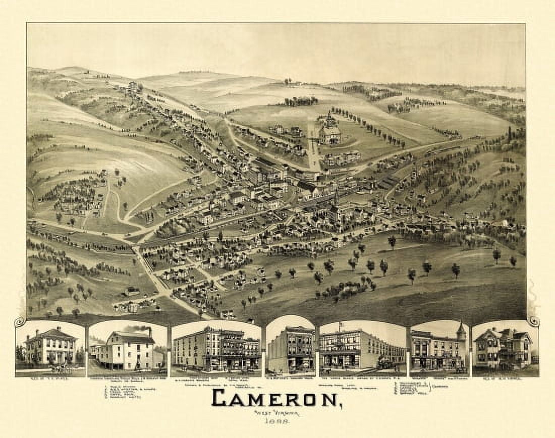 Historic Map of Cameron West Virginia 1899 Marshall County Canvas Art - (36 x 54)