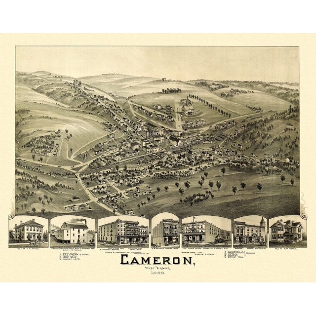 Historic Map of Cameron West Virginia 1899 Marshall County Poster Print