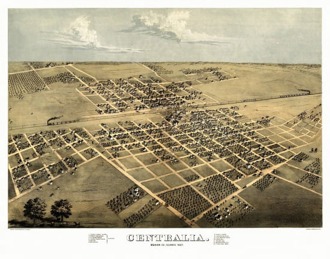 Historic Map of Centralia Illinois 1867 Marion County Canvas Art - (18 x 24)