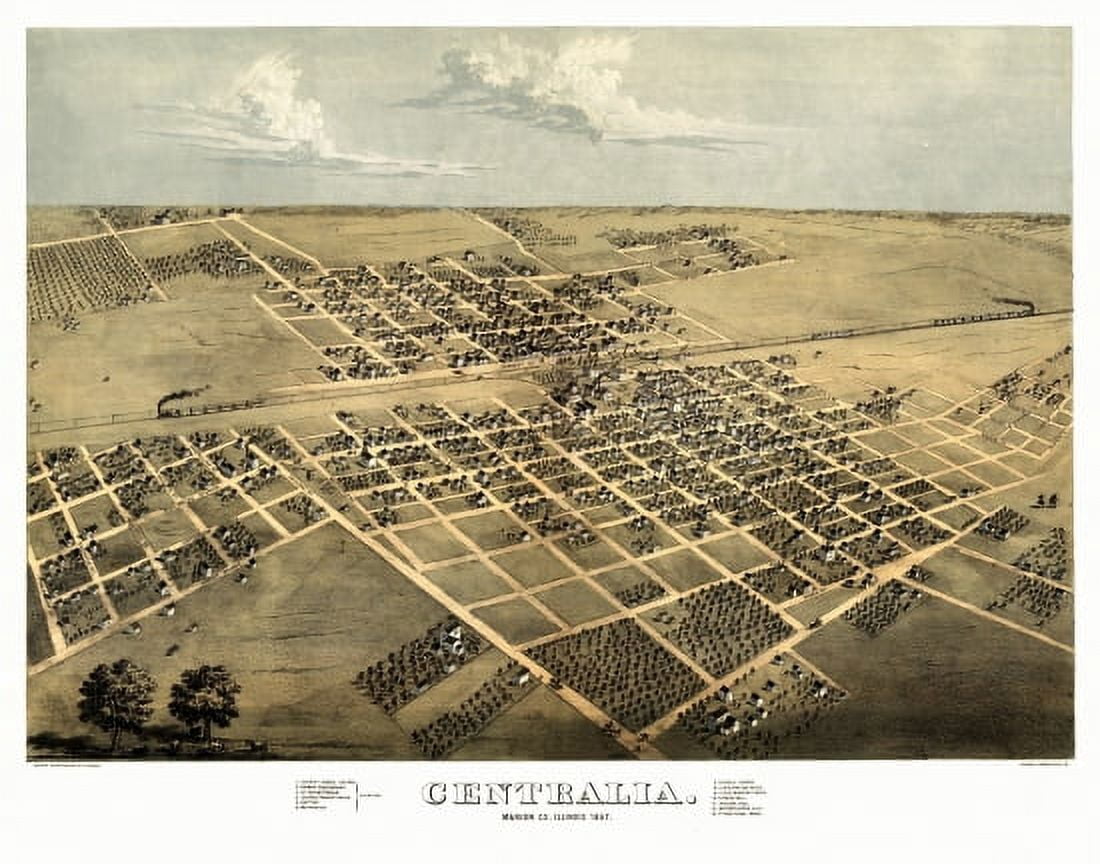 Historic Map of Centralia Illinois 1867 Marion County Canvas Art - (36 x 54)