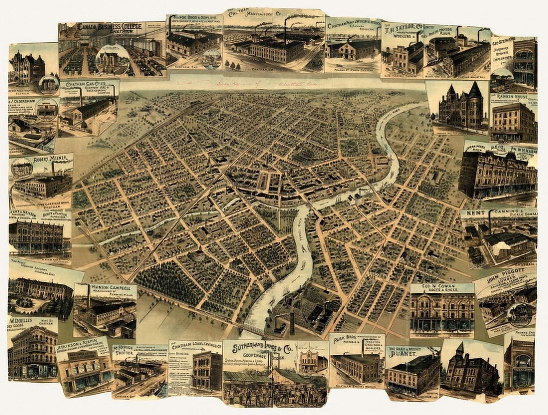 Historic Map of Chatham 1870 County Canvas Art - (18 x 24)