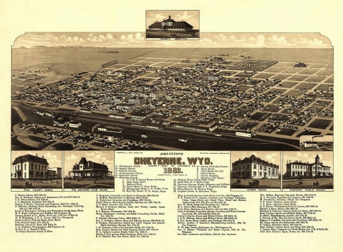 Historic Map of Cheyenne Wyoming 1882 Laramie County Canvas Art - (18 x 24)