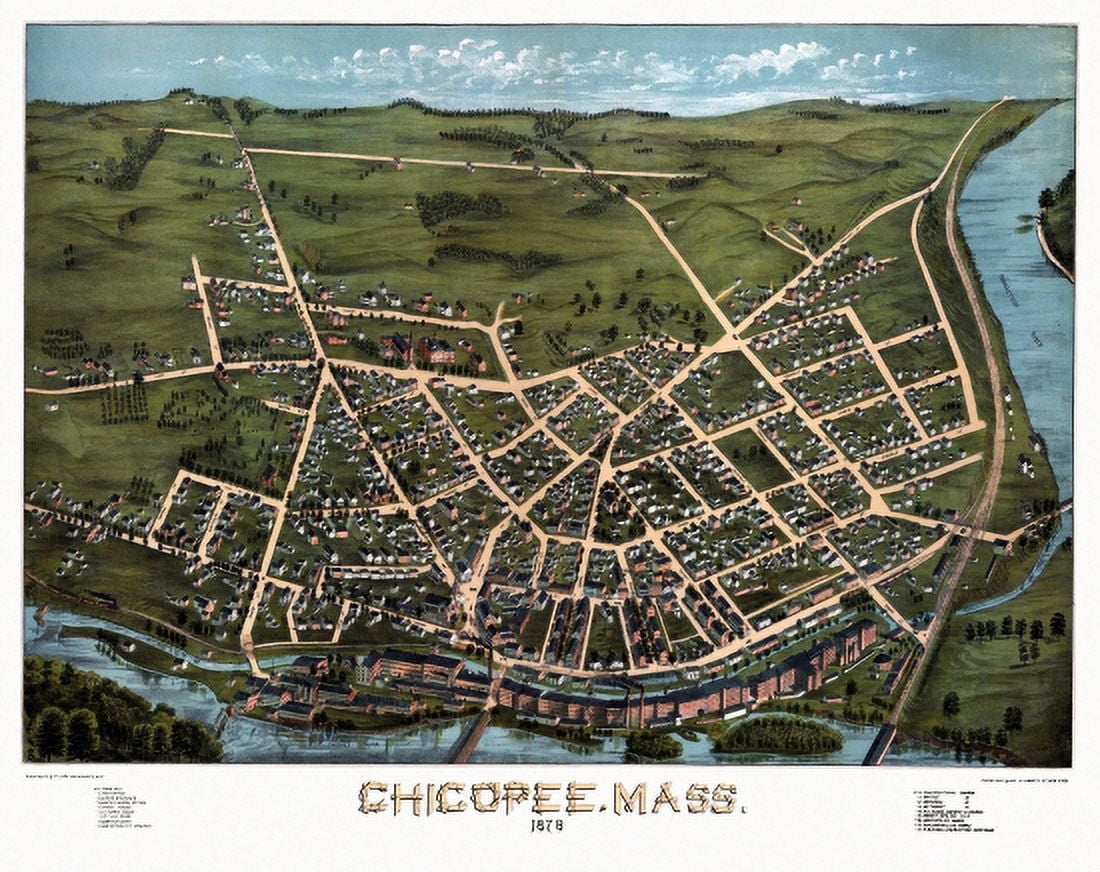 Historic Map of Chicopee Massachusetts 1878 Hampden County Canvas Art - (18 x 24)