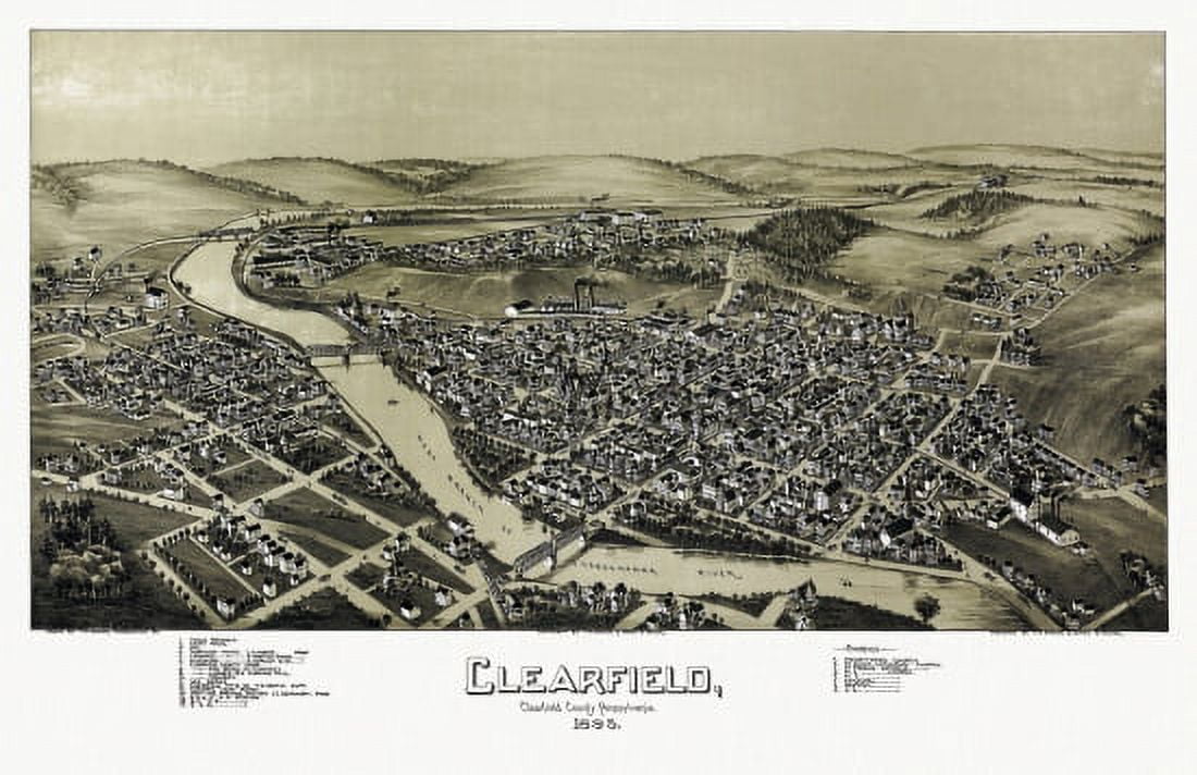 Historic Map of Clearfield Pennsylvania 1895 Clearfield County Canvas Art - (18 x 24)