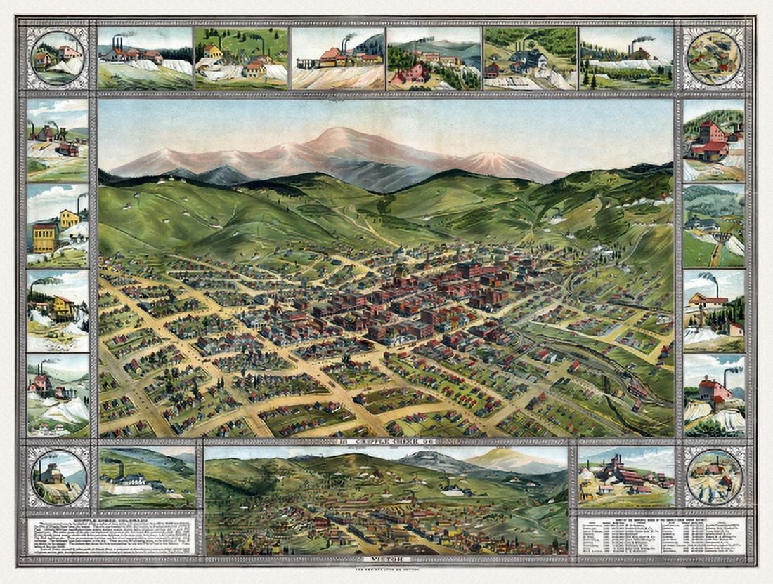 Historic Map of Cripple Creek Colorado 1896 Teller County Canvas Art - (24 x 36)