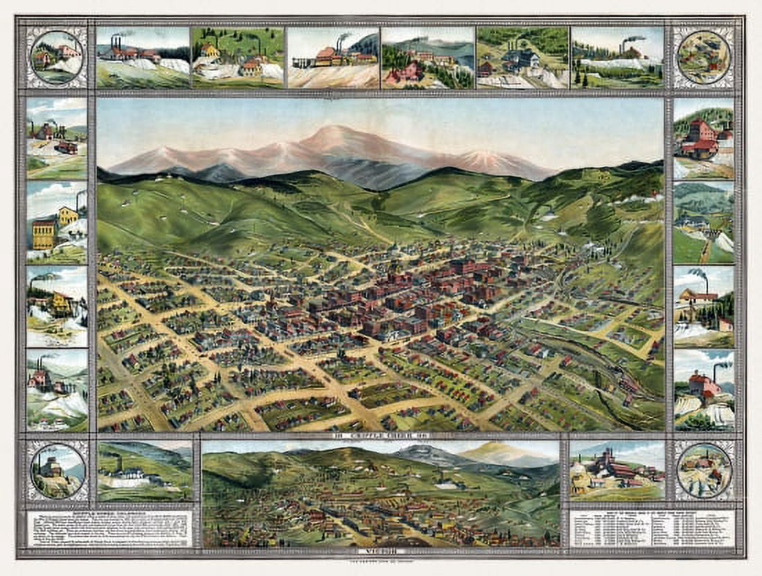 Historic Map of Cripple Creek Colorado 1896 Teller County Canvas Art - (36 x 54)