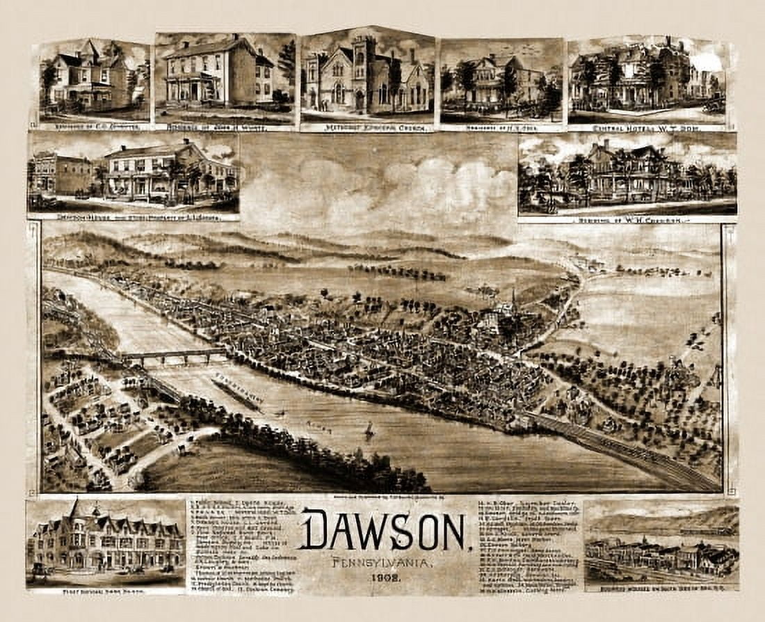 Historic Map of Dawson Pennsylvania 1902 Fayette County Canvas Art -  (18 x 24)