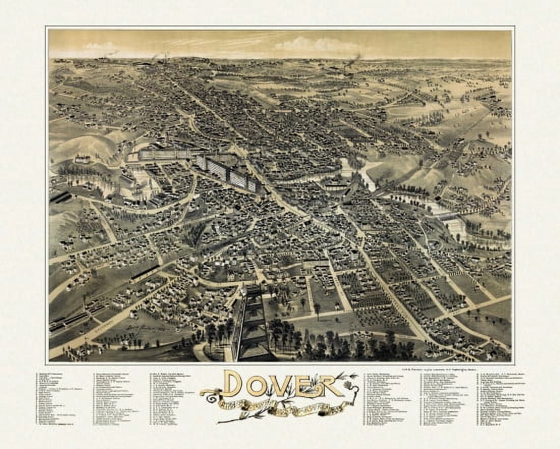 Historic Map of Dover New Hampshire 1888 Stafford County Canvas Art - (24 x 36)