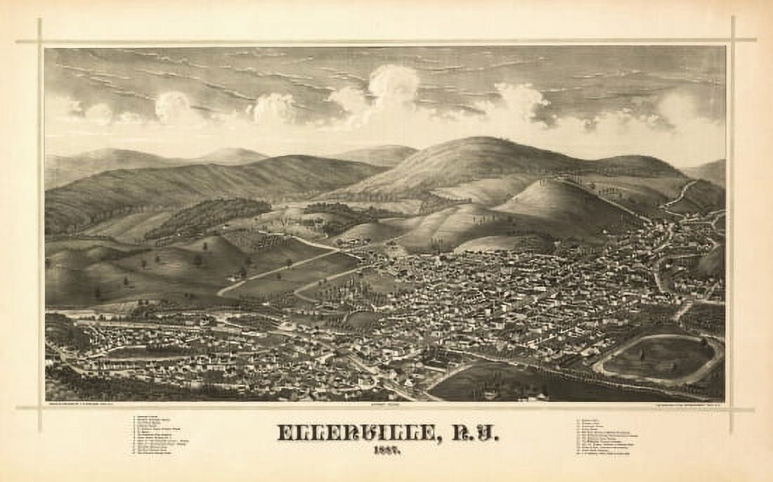 Historic Map of Ellenville New York 1887 County Canvas Art -  (18 x 24)