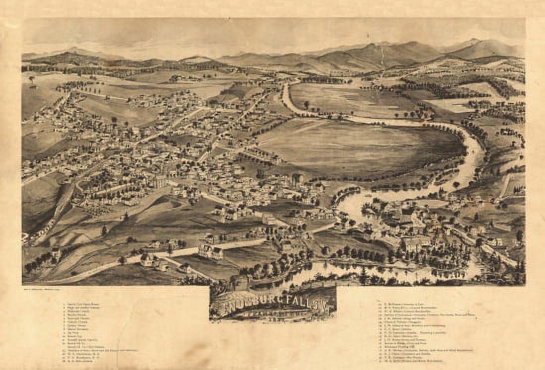 Historic Map of Enosburg Falls Vermont 1892 Franklin County Canvas Art - (36 x 54)