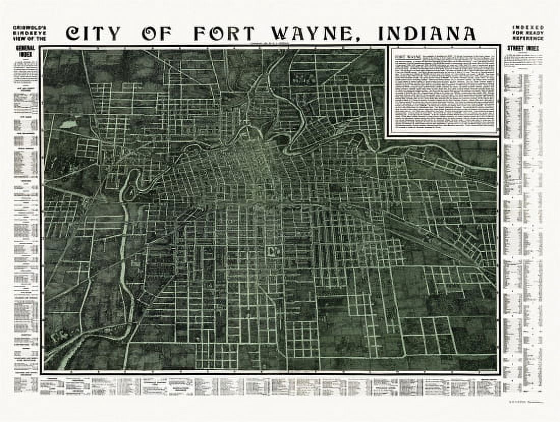 Historic Map of Fort Wayne Indiana 1907 Allen County Canvas Art - (24 x 36)