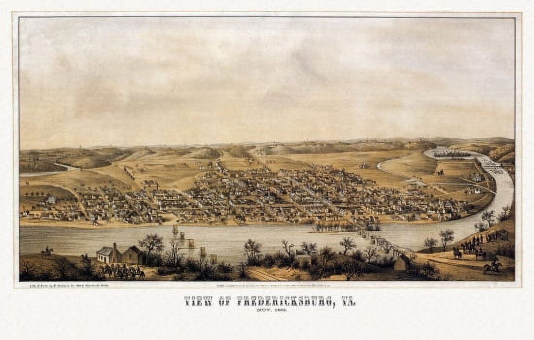 Historic Map of Fredericksburg Virginia 1862 Fredericksburg City County Canvas Art - (18 x 24)