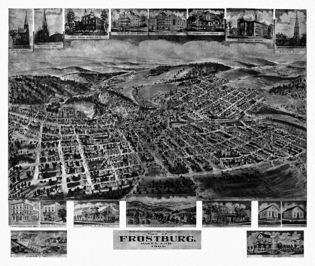 Historic Map of Frostburg Maryland 1905 Allegany County Canvas Art - (36 x 54)