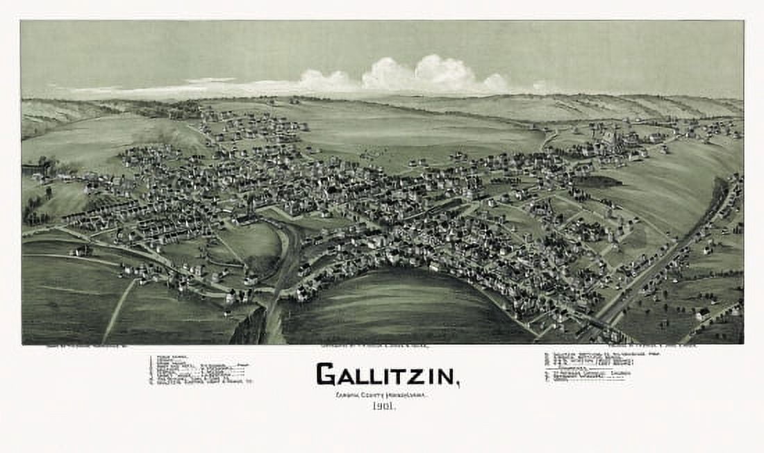 Historic Map of Gallitzin Pennsylvania 1901 Cambria County Canvas Art - (18 x 24)