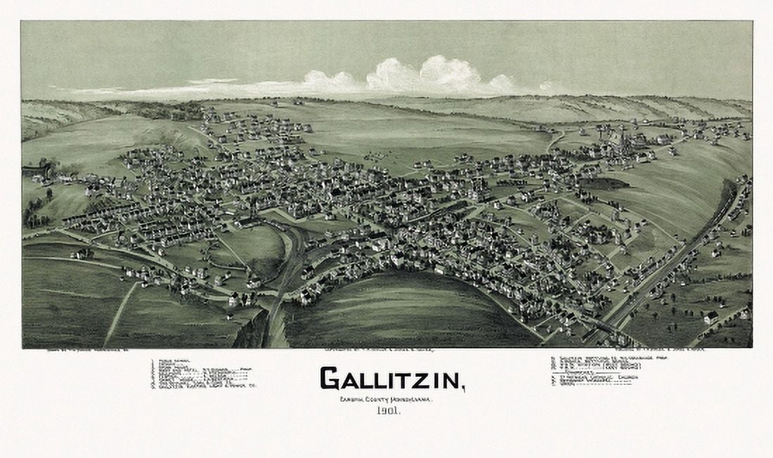 Historic Map of Gallitzin Pennsylvania 1901 Cambria County Canvas Art - (24 x 36)