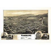 Historic Map of Hamburg Pennsylvania 1889 Berks County Canvas Art - 24 x 36
