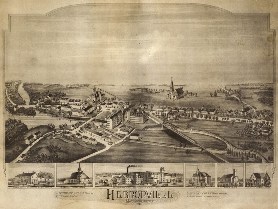 Historic Map of Hebronville Massachusetts 1891 County Canvas Art - (18 x 24)