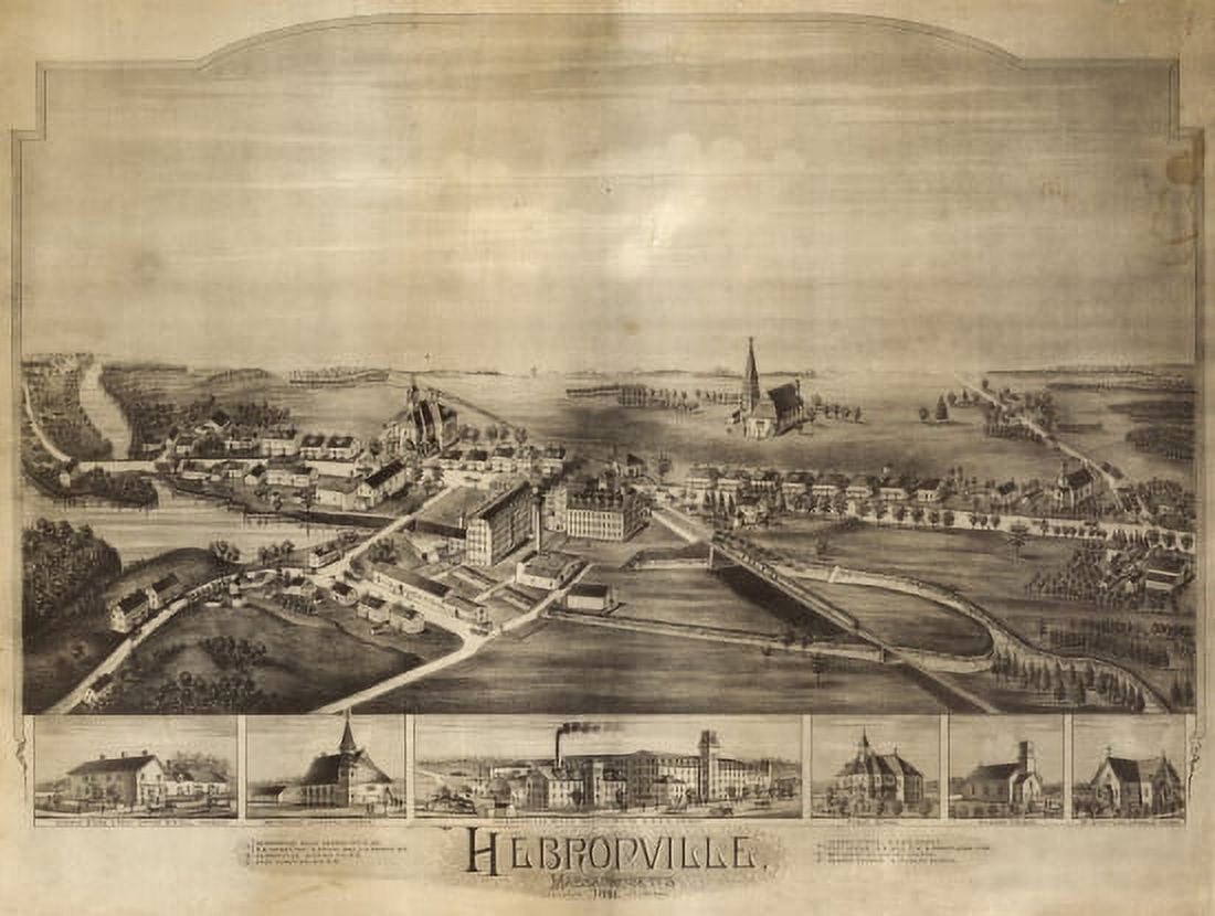 Historic Map of Hebronville Massachusetts 1891 County Canvas Art - (24 x 36)