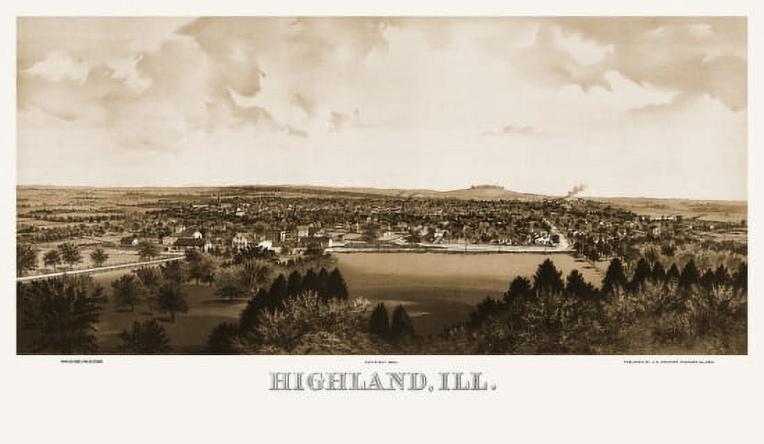 Historic Map of Highland Illinois 1894 Madison County Canvas Art - (18 x 24)