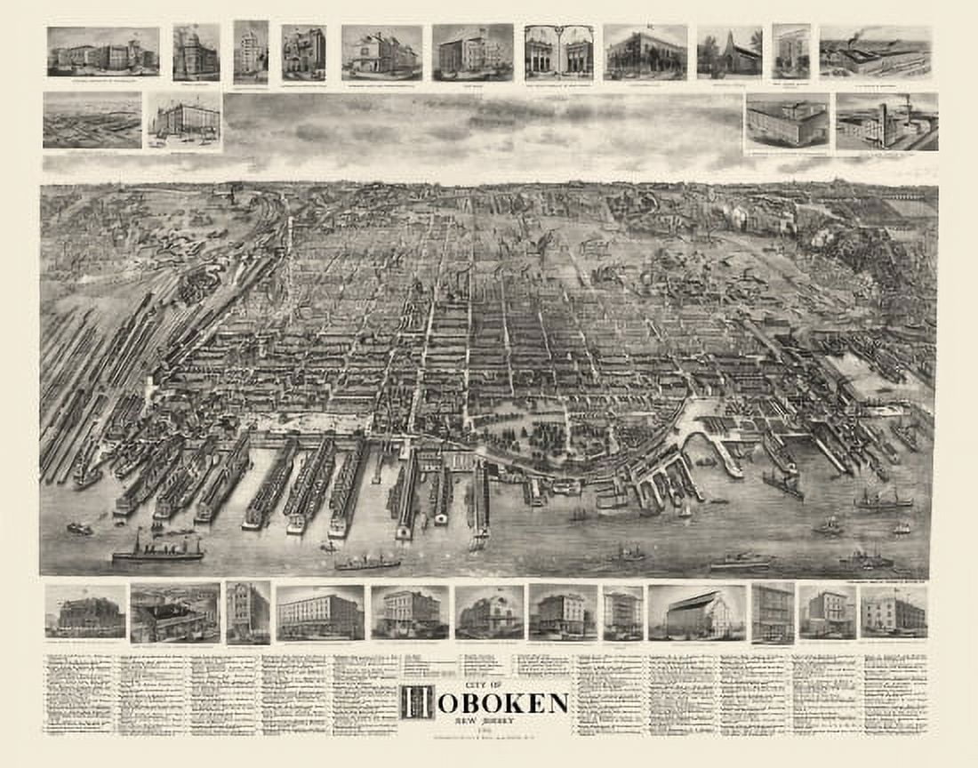 Historic Map of Hoboken New Jersey 1904 Hudson County Canvas Art - (18 x 24)