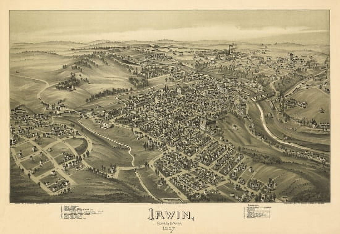 Historic Map of Irwin Pennsylvania 1897 Westmoreland County Canvas Art -  (18 x 24)