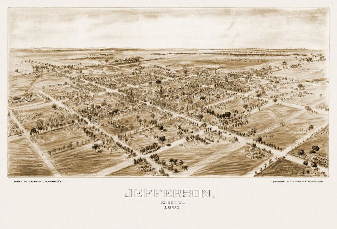 Historic Map of Jefferson Ohio 1901 Ashtabula County Canvas Art - (36 x 54)