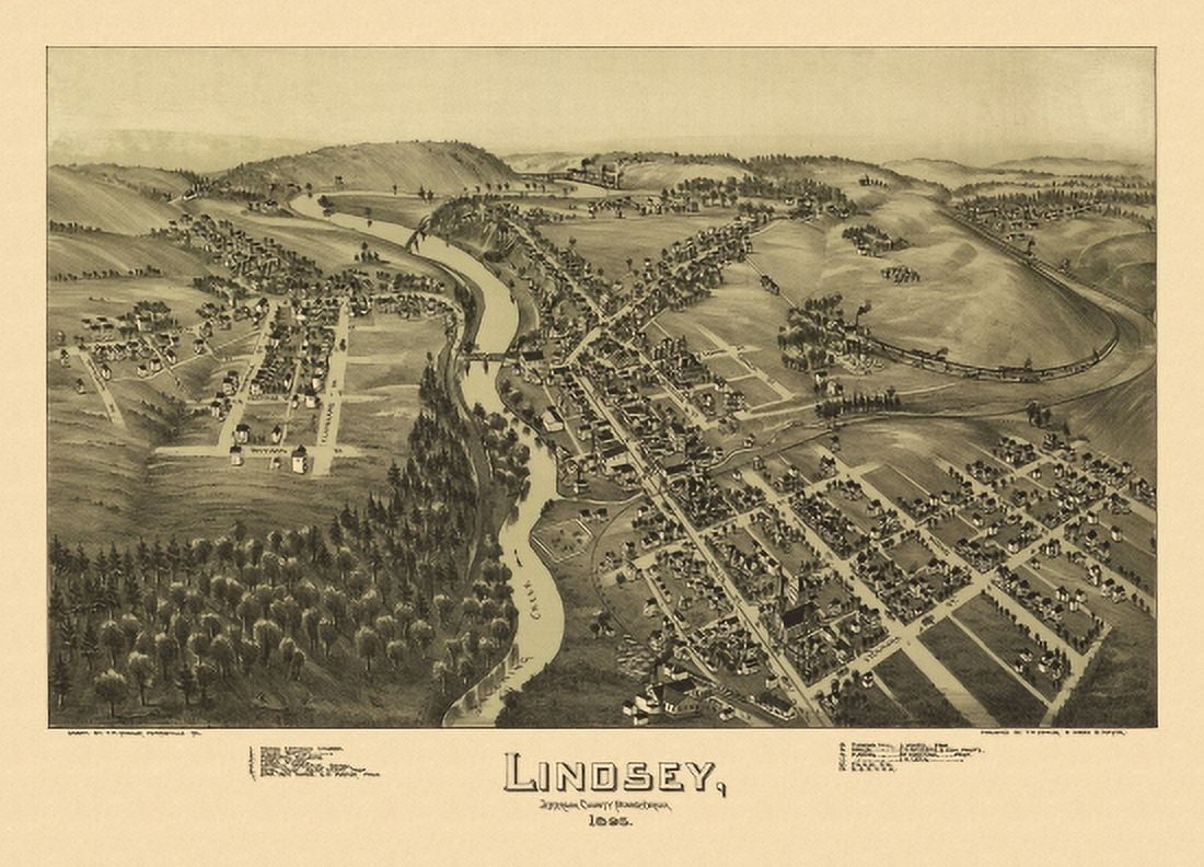 Historic Map of Lindsey Pennsylvania 1895 Jefferson County Canvas Art - (36 x 54)