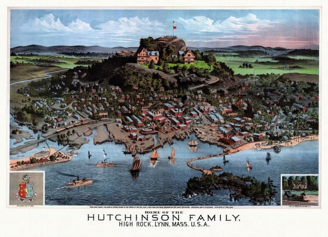 Historic Map of Lynn Massachusetts 1881 Essex County Canvas Art -  (18 x 24)