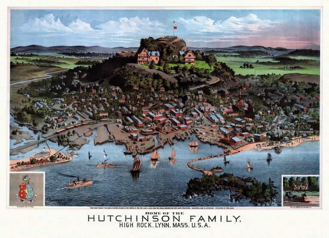 Historic Map of Lynn Massachusetts 1881 Essex County Canvas Art - (24 x 36)