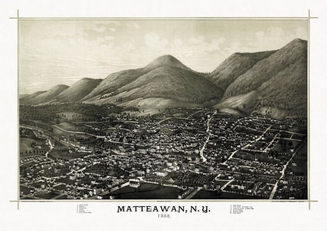 Historic Map of Matteawan New York 1886 Dutchess County Canvas Art - (18 x 24)