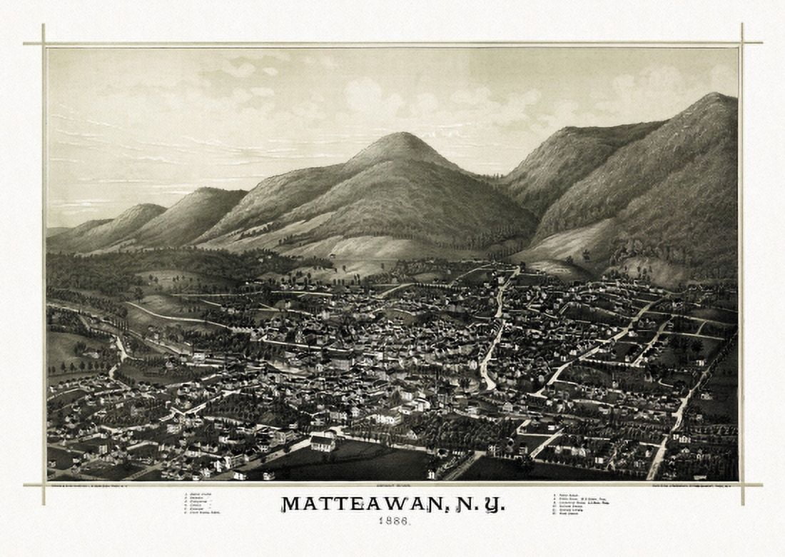 Historic Map of Matteawan New York 1886 Dutchess County Canvas Art - (36 x 54)