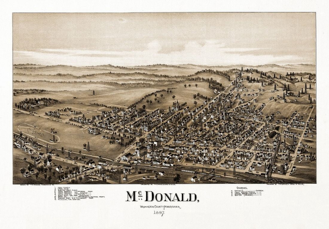 Historic Map of McDonald Pennsylvania 1897 Washington County Canvas Art - (36 x 54)