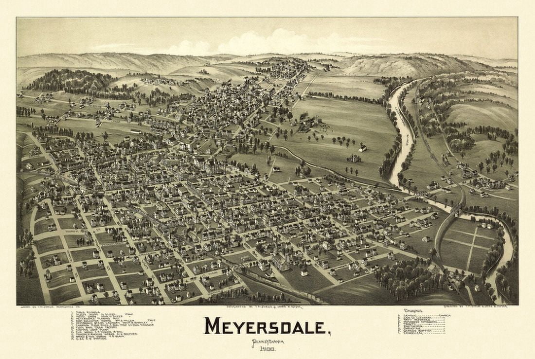 Historic Map of Meyersdale Pennsylvania 1900 Somerset County Canvas Art - (24 x 36)