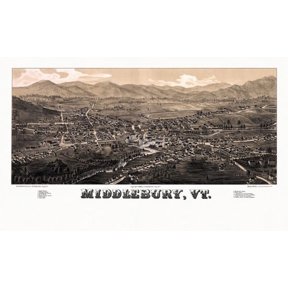 Historic Map of Middlebury Vermont 1886 Addison County Canvas Art - (18 x 24)