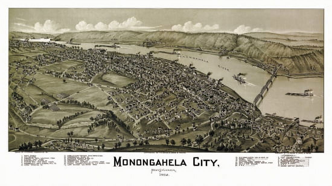Historic Map of Monongahela City Pennsylvania 1902 Washington County Canvas Art - (24 x 36)