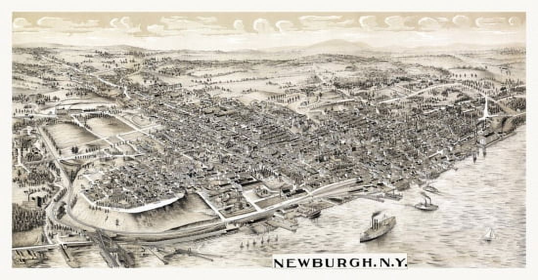 Historic Map of Newburgh New York 1900 Orange County Canvas Art - (24 x 36)