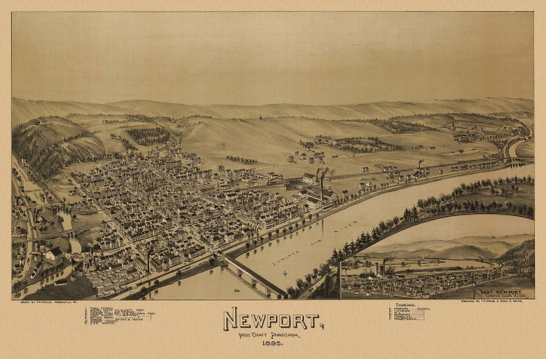 Historic Map of Newport Pennsylvania 1895 Perry County Canvas Art -  (18 x 24)
