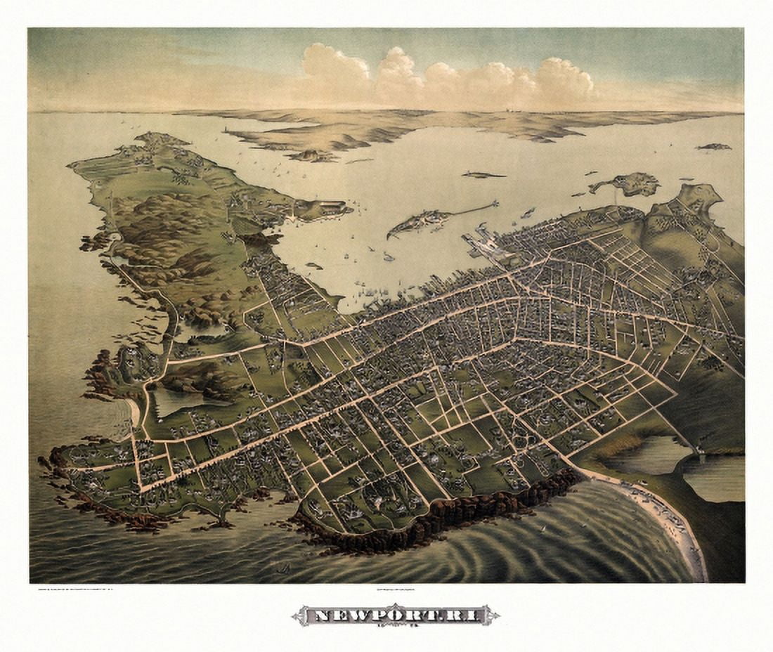 Historic Map of Newport Rhode Island 1878 Newport County Canvas Art - (18 x 24)