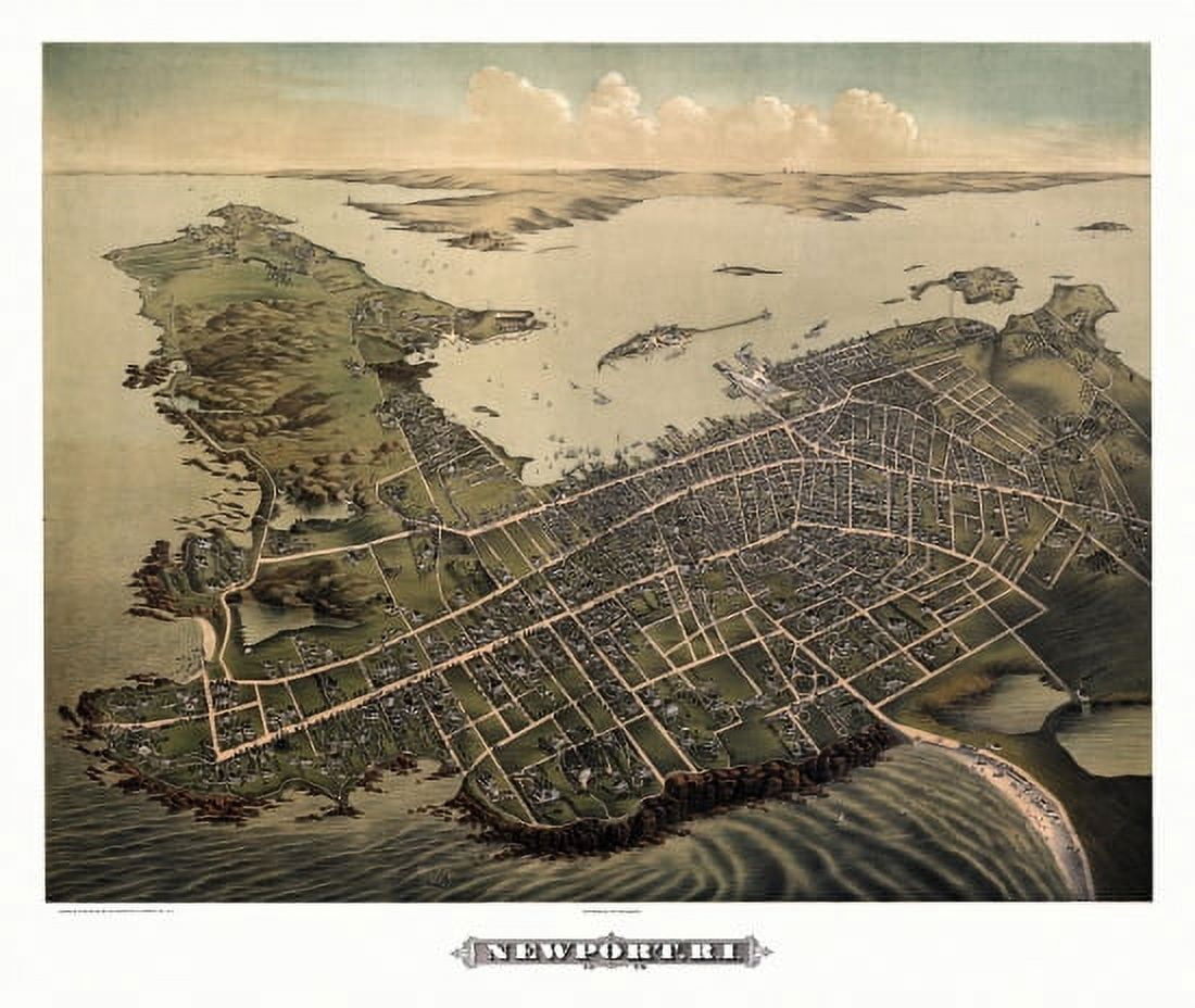 Historic Map of Newport Rhode Island 1878 Newport County Canvas Art - (36 x 54)
