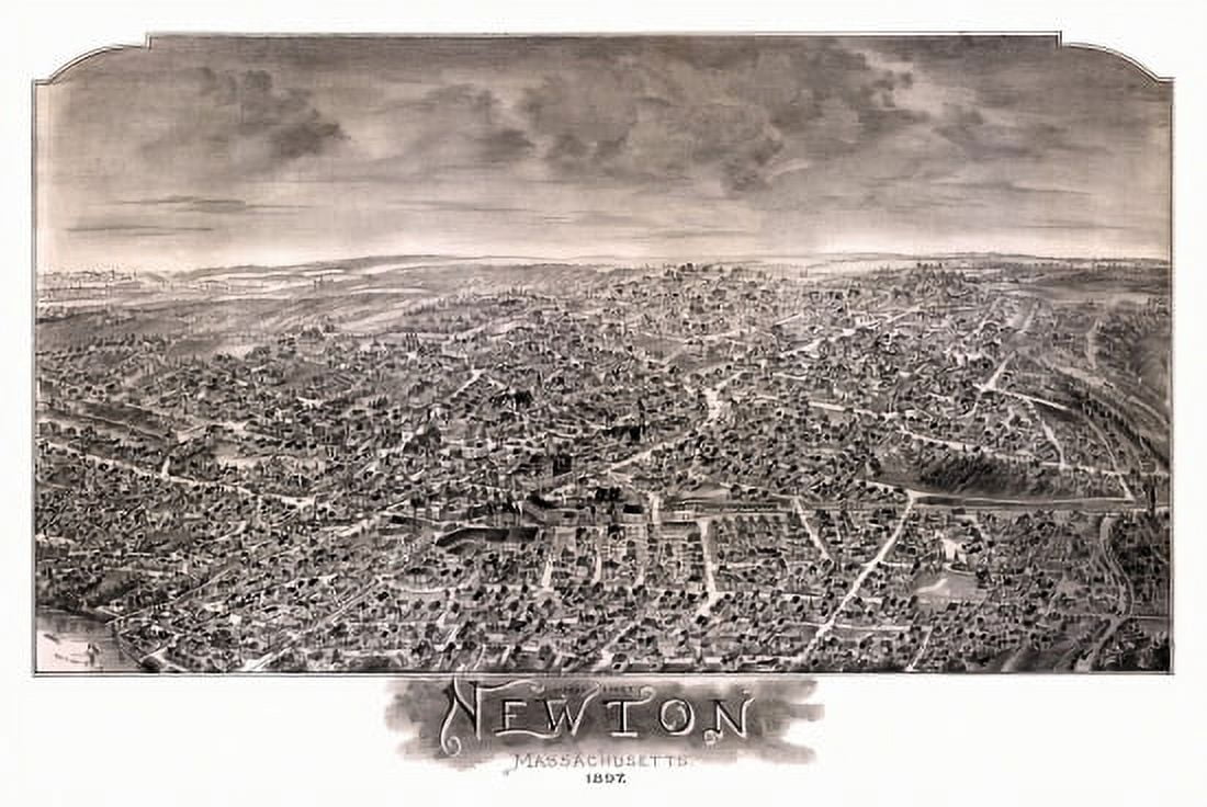 Historic Map of Newton Massachusetts 1897 Middlesex County Canvas Art - (24 x 36)